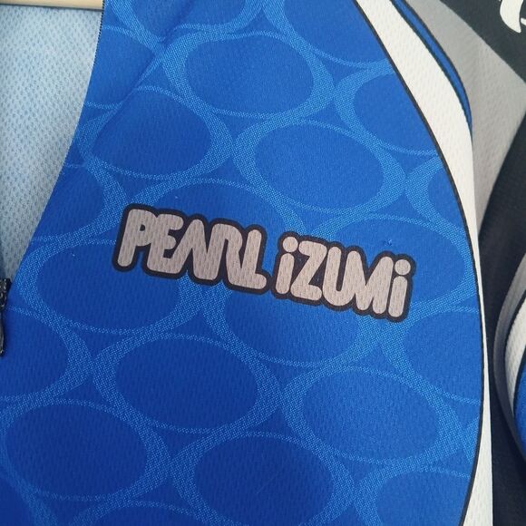 Pearl Izumi Men's Blue Cycling Jersey Color Block Full Zip Mock Neck - Picture 6 of 10